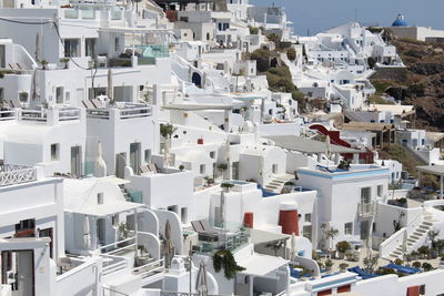 High angle view of buildings in town