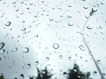 Close-up of water drops on glass