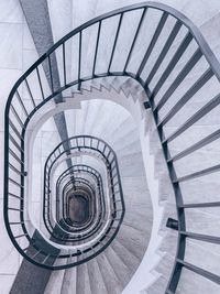 Directly above shot of spiral staircase in building