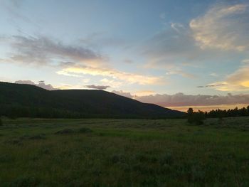 Scenic view of landscape against cloudy sky