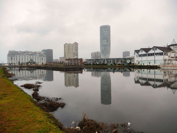 Reflection of buildings in water