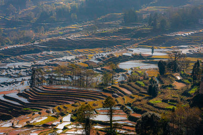 High angle view of terrace