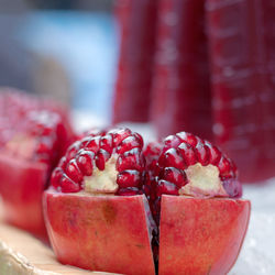 Close-up of strawberries on table