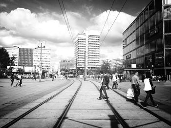 High angle view of city street