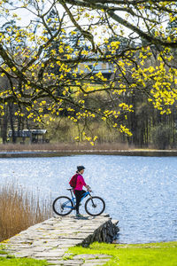 Cyclist on jetty