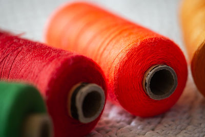 Close-up of multi colored pencils on table