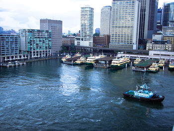 City skyline with river in background