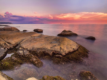 Scenic view of sea at sunset