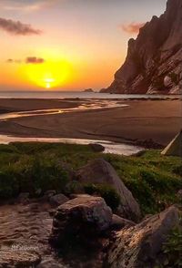 Scenic view of sea during sunset