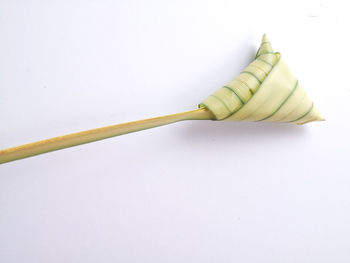 High angle view of banana against white background