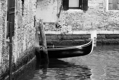 Boat moored on shore