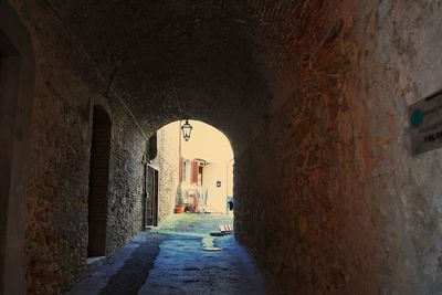 Narrow alley in old tunnel