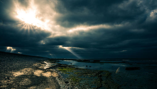 Scenic view of sea against cloudy sky