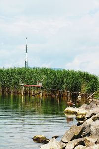 Scenic view of lake against sky