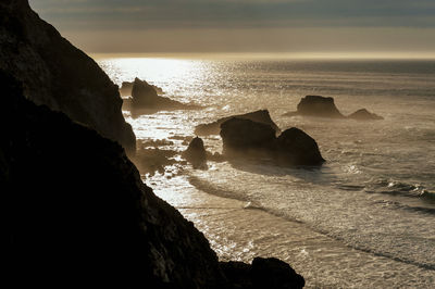 Scenic view of sea against sky during sunset