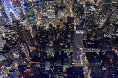 Aerial view of manhattan new york city, night.