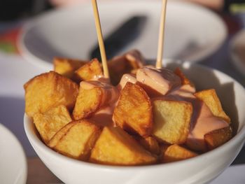 Close-up of served food in plate