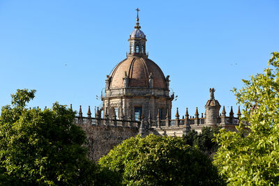 View of cathedral against clear blue sky