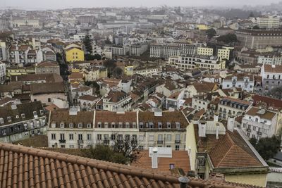 High angle view of townscape against sky