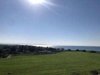 Scenic view of sea against clear sky
