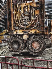 Close-up of train on railroad track
