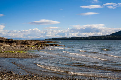 Scenic view of beach against sky