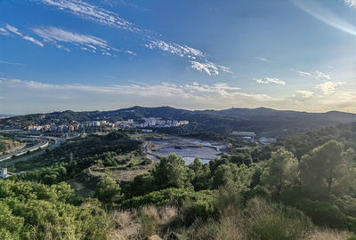 Aerial view of townscape against sky