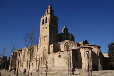 Low angle view of church against blue sky