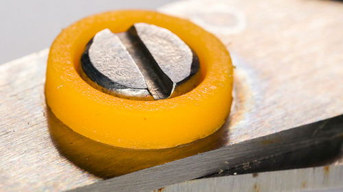 High angle view of orange slice on table