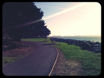Road passing through field