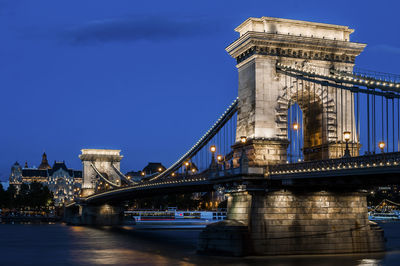 View of suspension bridge over river