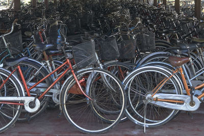 Bicycles parked on bicycle