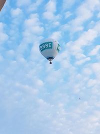 Low angle view of hot air balloon against sky