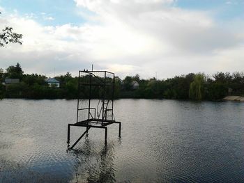 Scenic view of lake against sky