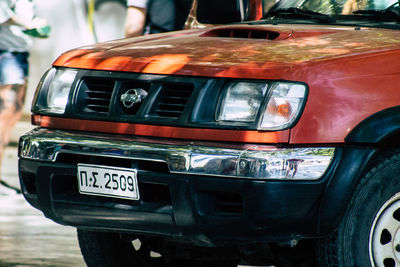 Close-up of old vintage car