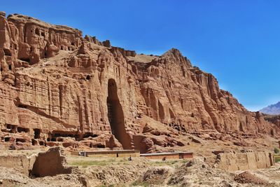 Low angle view of rock formations