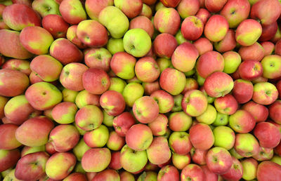 Full frame shot of apples at market for sale