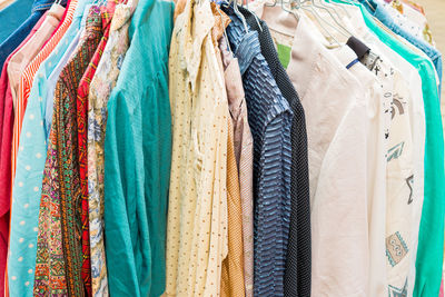 Panoramic view of clothes hanging at store