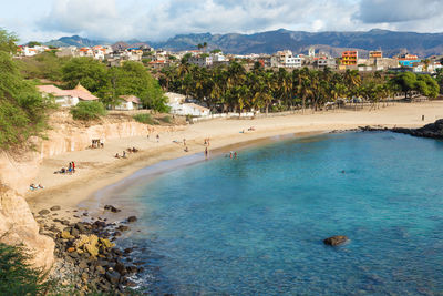 Scenic view of beach against sky