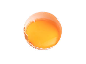 Close-up of orange juice against white background