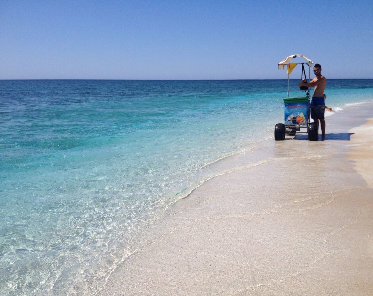 sea, horizon over water, beach, water, clear sky, sand, shore, copy space, leisure activity, blue, vacations, scenics, lifestyles, men, wave, tranquil scene, tranquility, beauty in nature, nature