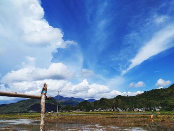 Scenic view of land against sky