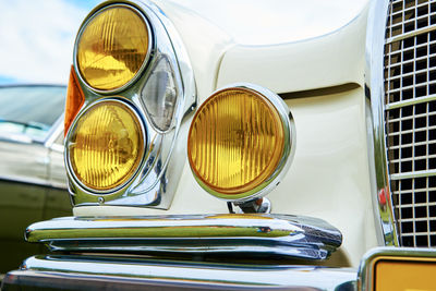 Closeup headlight of retro car