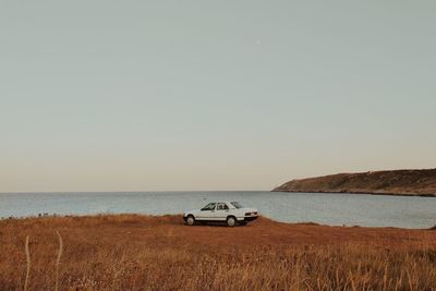 Scenic view of sea against clear sky