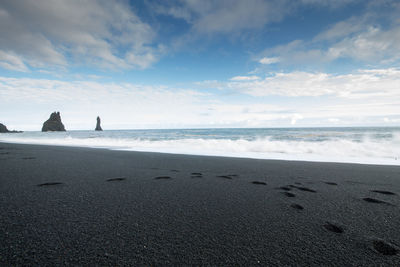 Scenic view of beach against sky