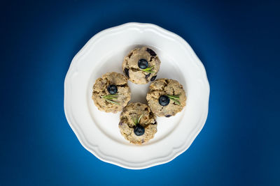 High angle view of breakfast in plate