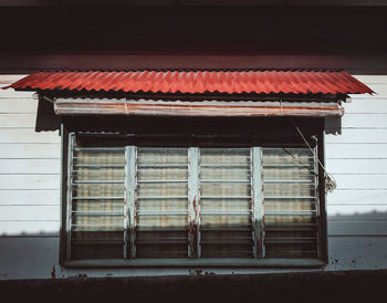 High angle view of old house on building