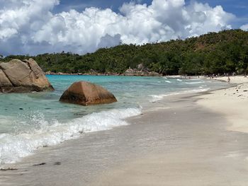 Scenic view of beach against sky