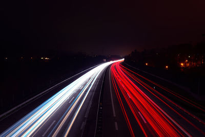 Light trails on highway at night