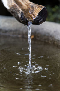 Close-up of water falling from fountain